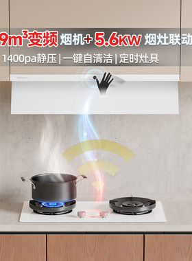 帅康星云Y866W油烟机燃气灶套装顶侧双吸变频厨房家用烟灶白色款