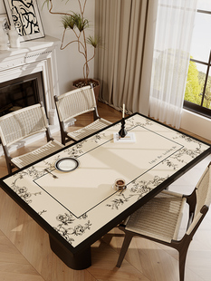 中式复古风皮革桌垫防水防油防烫长方形餐桌垫子隔热茶几桌面台布