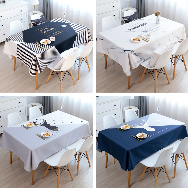 桌布长方形大理石纹ins黑白格条纹餐厅饭桌桌垫电视柜布棉麻灰色,居家布艺,桌布,淘宝优惠券,粉丝福利购,淘宝优惠卷
