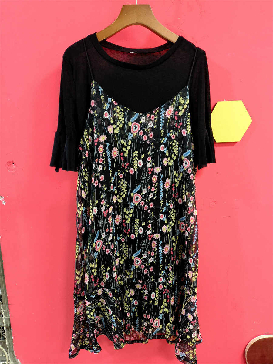 夏季新款碎花雪纺连衣裙女高端洋气显瘦中长款裙子524