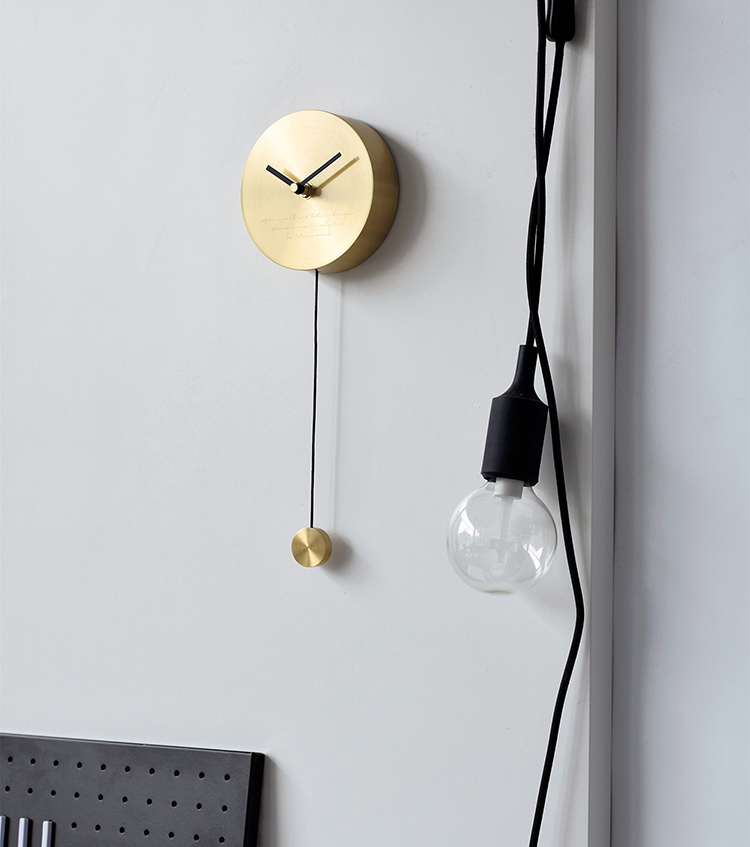 oroliving原创设计新品北欧极简时钟卧室客厅钟表装饰黄铜圆挂钟