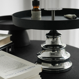 oroliving原创家用玄关高颜值圆型中古托盘香薰摆件装 饰置物架