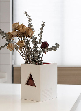 oroliving原创花器摆件大敞口亚克力花瓶水培竹子绿植高级感ins风