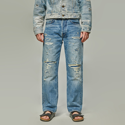 UNSOLUTE 鼓手1代 重磅15OZ NBHD 破坏做旧水洗 牛仔裤