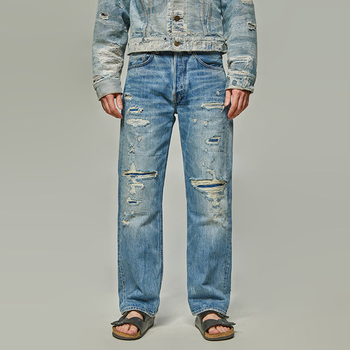 UNSOLUTE 鼓手1代 重磅15OZ NBHD 破坏做旧水洗 牛仔裤