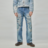 破坏做旧水洗 糜烂刺子 矿工 牛仔裤 年底清货