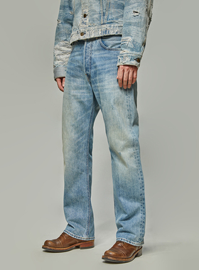 UNSOLUTE 酸化大战 大廓形宽松直筒 复古水洗做旧 牛仔裤