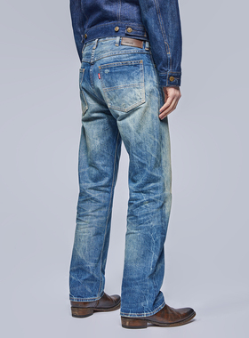 UNSOLUTE 复古R3闪电洗 Dystar液态靛蓝 宽松直筒 做旧 牛仔裤