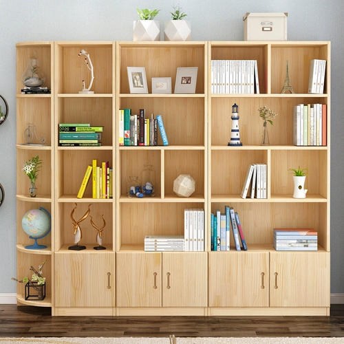 Простой книжный шкаф из натурального дерева, синтезированная книжная полка для взрослых, коробочка для хранения