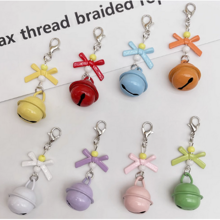 彩色烤漆金属铃铛小清新蝴蝶结铃铛钥匙扣挂件DIY饰品包包配件