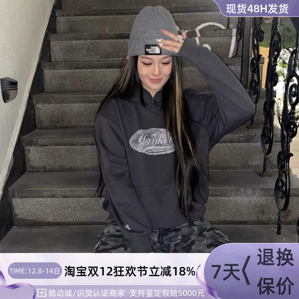 MLB男女同款防风保暖连帽卫衣