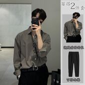 英伦雅痞男装 内搭衬衣l两件套 高级感轻熟风西装 谢尔比衬衫 男长袖