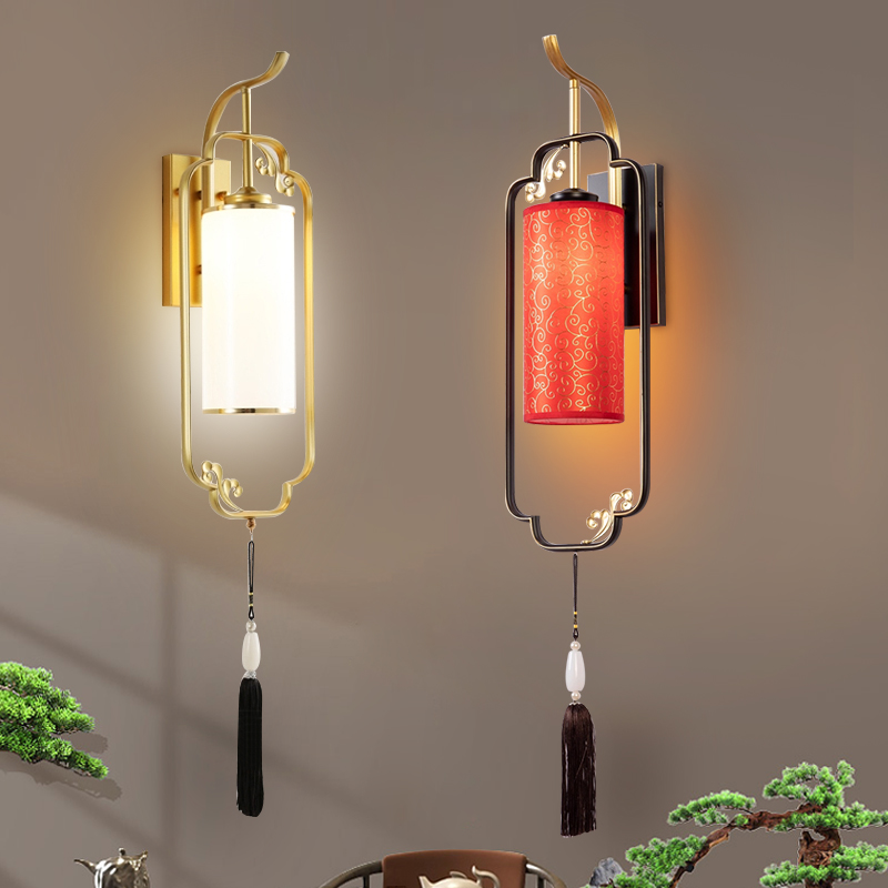 新中式红色壁灯中国风饭店酒店餐饮火锅店湘菜馆会所走廊过道灯具