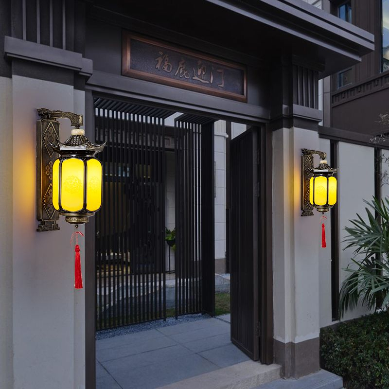 新中式户外壁灯祥云六角复古别墅