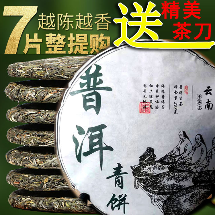 7片整提购2499g普洱生茶饼春芽茶