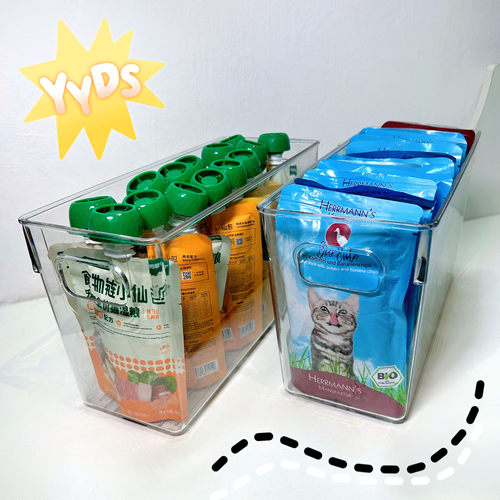 透明猫咪餐包零食收纳盒储存盒