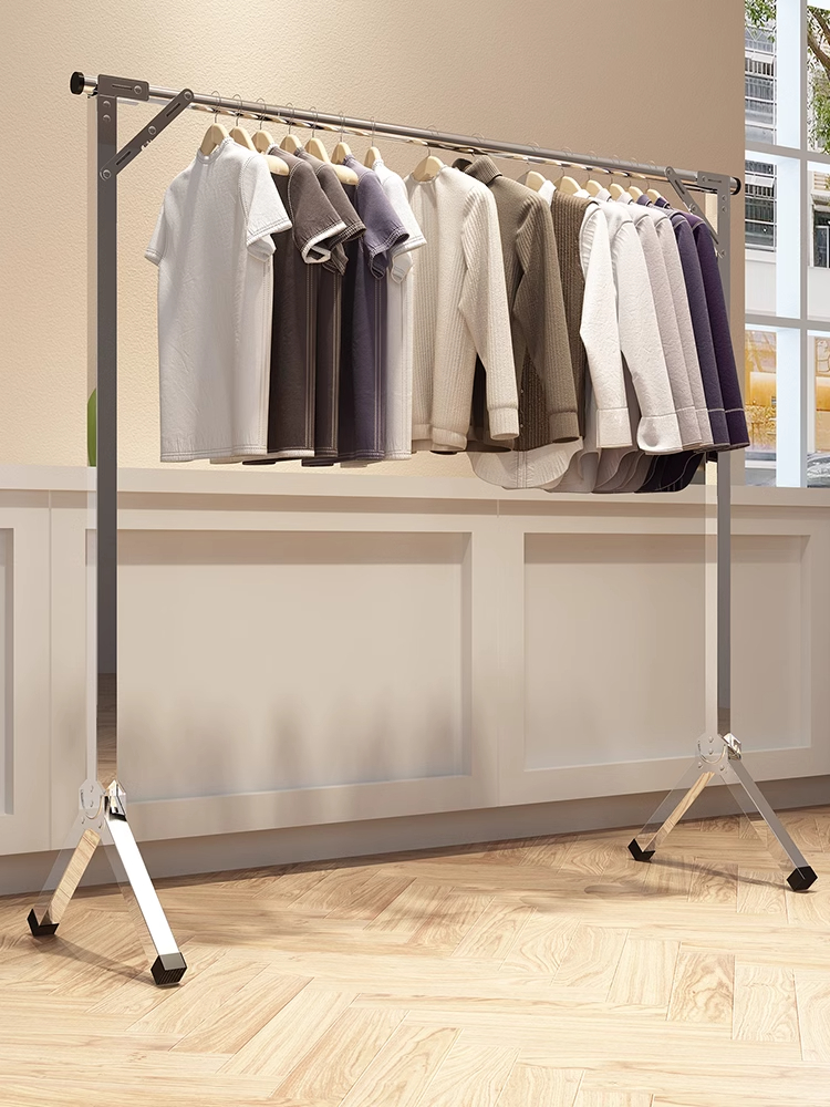 晾衣架落地室内家用晒衣架不锈钢室外伸缩杆式折叠阳台晒被子神器