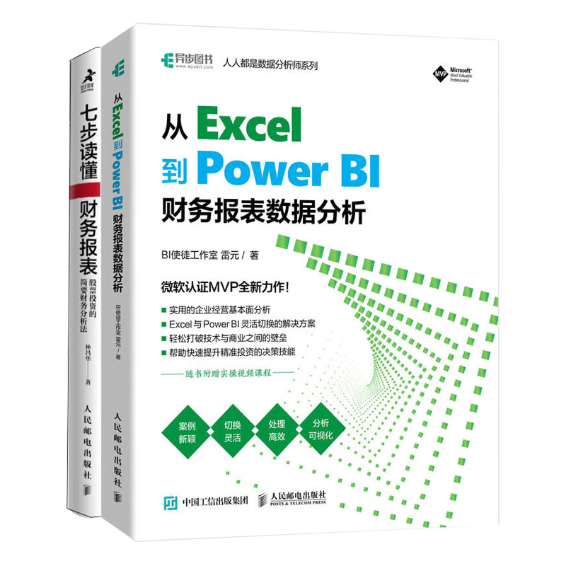从 Excel 到 Power BI 财务报表数据分析+七步读懂财务报表：股票投资的简要财务分析法书籍