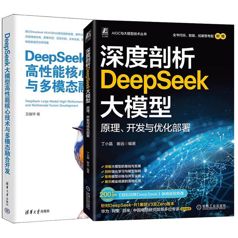 【全2册】深度剖析DeepSeek大模型 原理、开发与化署 丁小晶+DeepSeek大模型高性能核心技术与多模态融合开发 预售