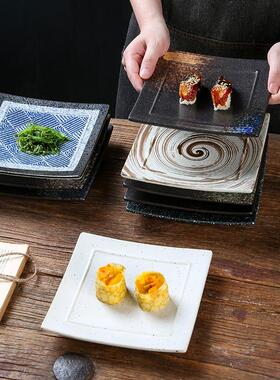 日式陶瓷盘烧鸟盘创意甜品托盘复古点心盘方盘商用火锅烤肉小吃盘