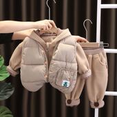 分体男孩套装 男宝宝冬装 加绒外套一周岁11九8个月婴儿衣服冬款 潮7