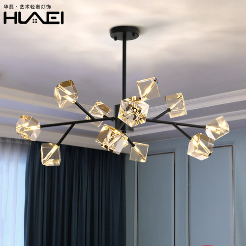 轻奢后现代风水晶餐厅卧室分子灯