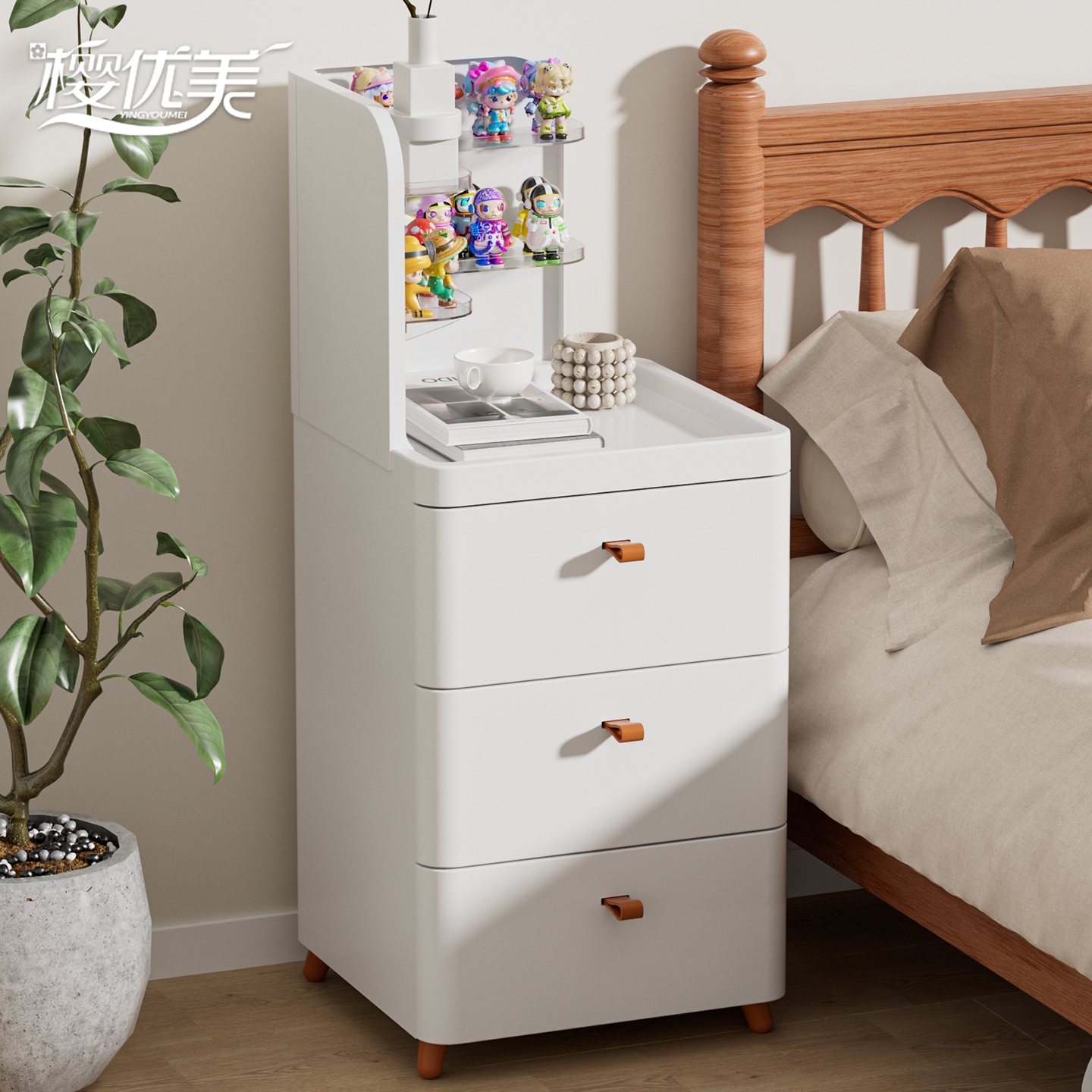 床头柜小型置物架卧室日式夹缝收纳柜移动储物柜抽屉式缝隙床边柜