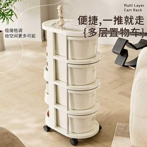 小推车置物架抽屉式家用客厅桌下零食玩具储物柜可移动多层收纳柜