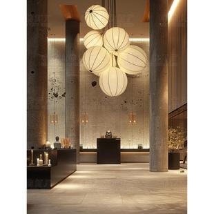 中式吊灯复古饭店茶室灯笼火锅店装饰中国风餐馆商用工程布艺灯具