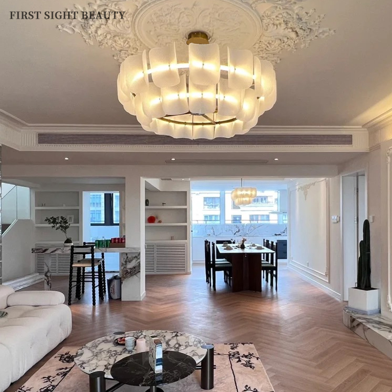 侘寂风客厅吊灯大厅主灯2024新款餐厅卧室全光谱法式奶油风灯具