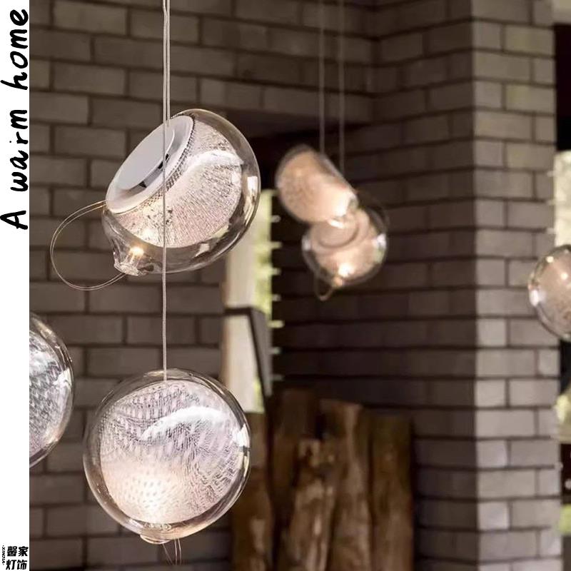 加拿大Bocci餐厅玻璃吊灯设计感别墅客厅复式中空楼梯艺术玻璃灯