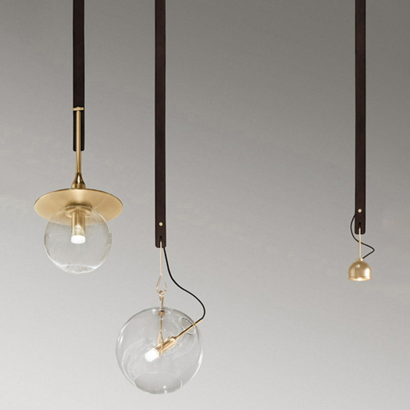 北欧现代极简餐厅展厅吧台网红透明玻璃泡泡球组合单头皮带小吊灯