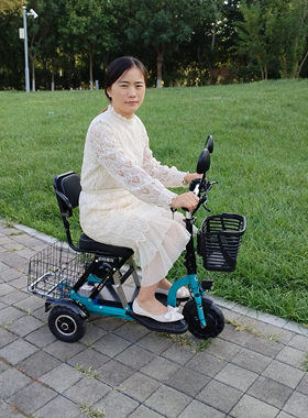 迈特维骑锂电三轮车折叠老年代步