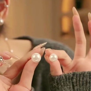 升级999纯银防过敏耳针 养耳洞免摘敏感肌专用 深海母贝珍珠耳钉