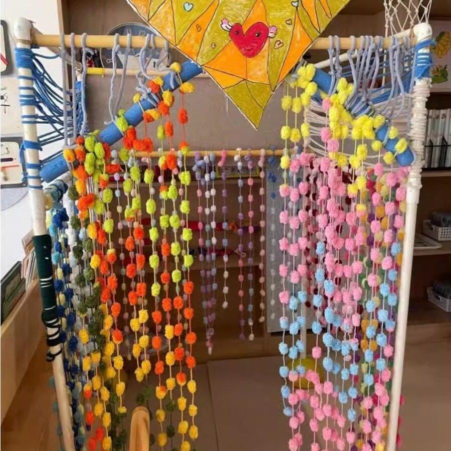 儿童环创豆豆线大球球线毛线粗线毛线编织区手工场景布置沙发坐垫