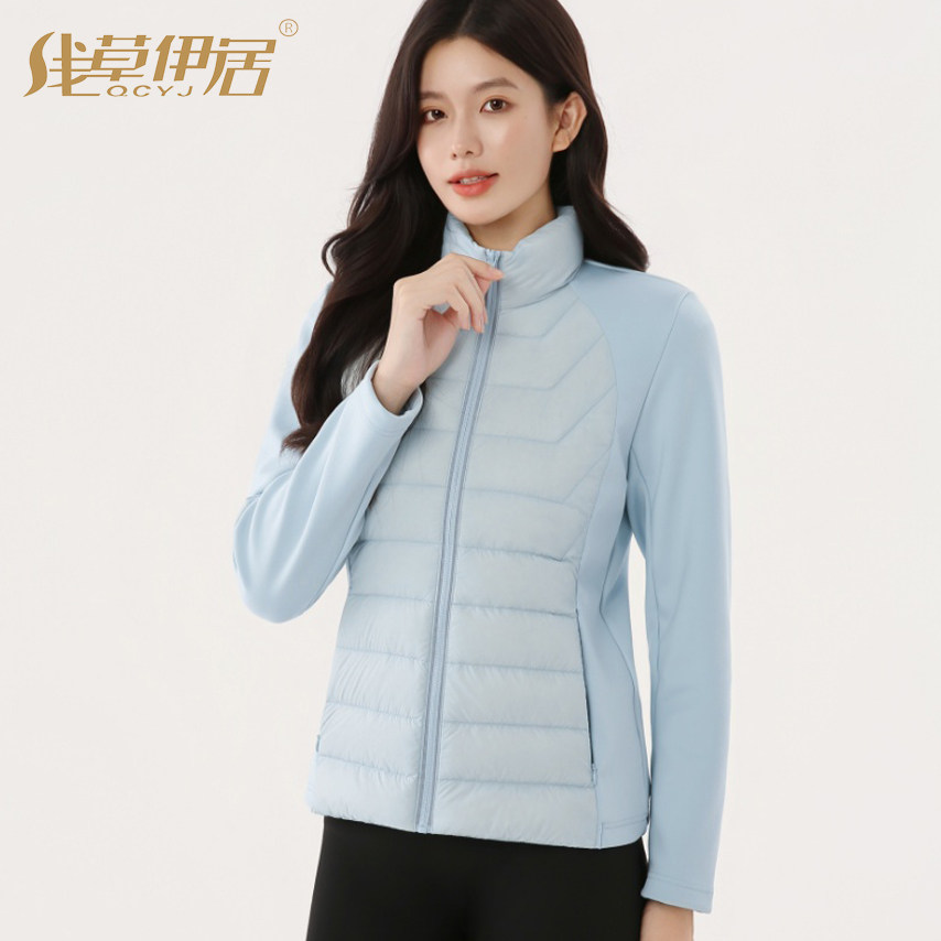 秋冬轻薄立领短款女保暖羽绒服