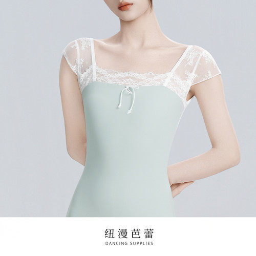 纽漫芭蕾方领蕾丝短袖芭蕾练功服