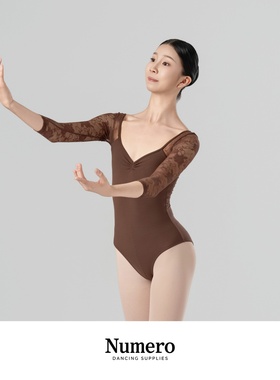Numero纽漫芭蕾舞蹈服女成人长袖形体练功服八分袖基训服连体服