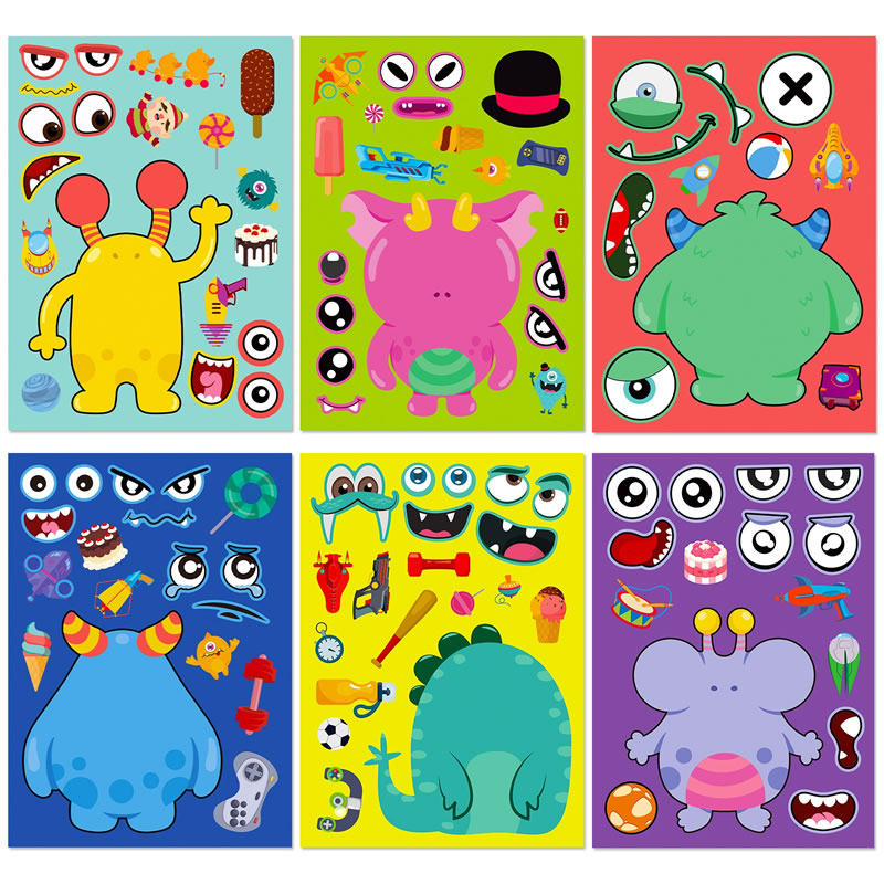 卡通小怪兽五官换脸贴纸