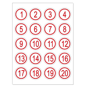 1到100数字编号贴纸1-20数字号段贴纸2cm圆形数字贴纸1-200数字连号编号排序号码贴纸小号不干胶标签标识贴纸