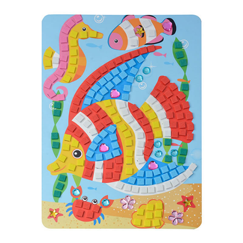 diy大中小班幼儿园儿童益智亲子活动手工用格子拼图贴图画纸 3-7岁