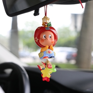 底娃保正.星星人车挂件 车载挂件泡泡玛特后视镜车挂饰品 送女生