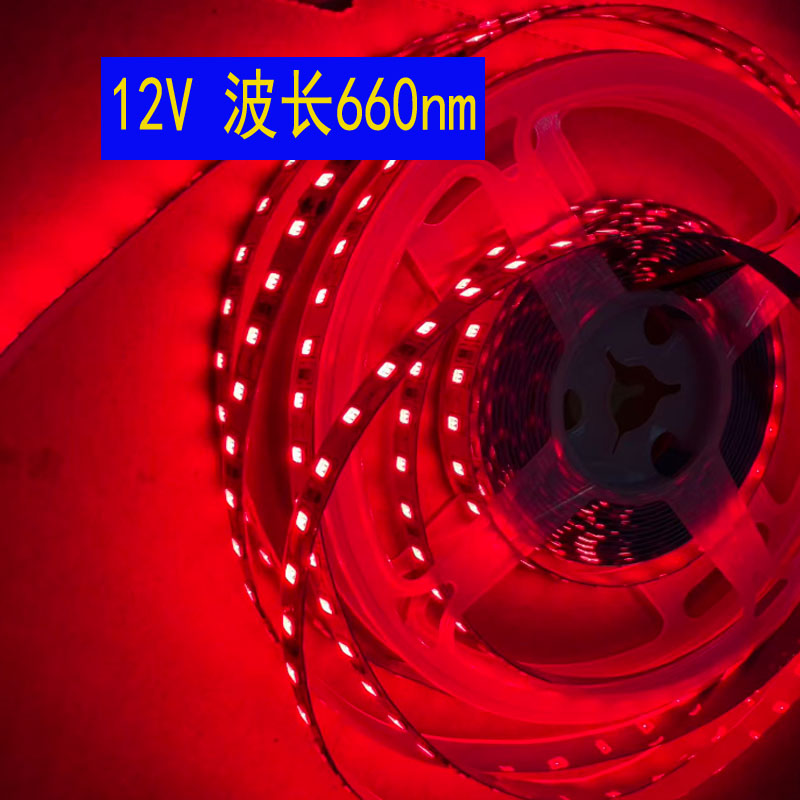 LED灯带 12V高亮660nm植物灯户外套管防水670波长深红色灯条