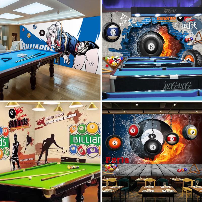 台球厅麻将定制壁纸桌球健身房背景墙纸设计棋牌室斯诺克装饰壁画
