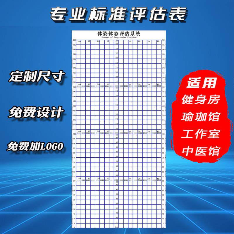 体态评估表工作室健身房瑜伽馆墙纸壁纸体测图私教评估图定制壁画