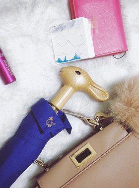 Greenstone手工折叠兔头创意可爱超轻两用防紫外遮阳防晒晴雨伞女