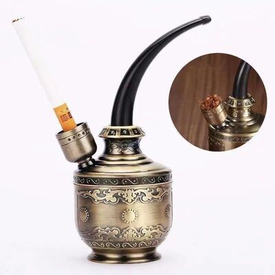 创意水烟斗水烟袋复古大号烟斗丝两用便携循环过滤水烟筒烟嘴