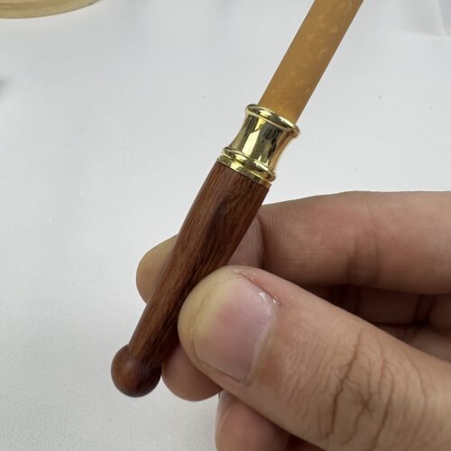 高档海南黄花梨木老料烟嘴海黄虎皮纹烟斗过滤器粗细两烟嘴黑檀木