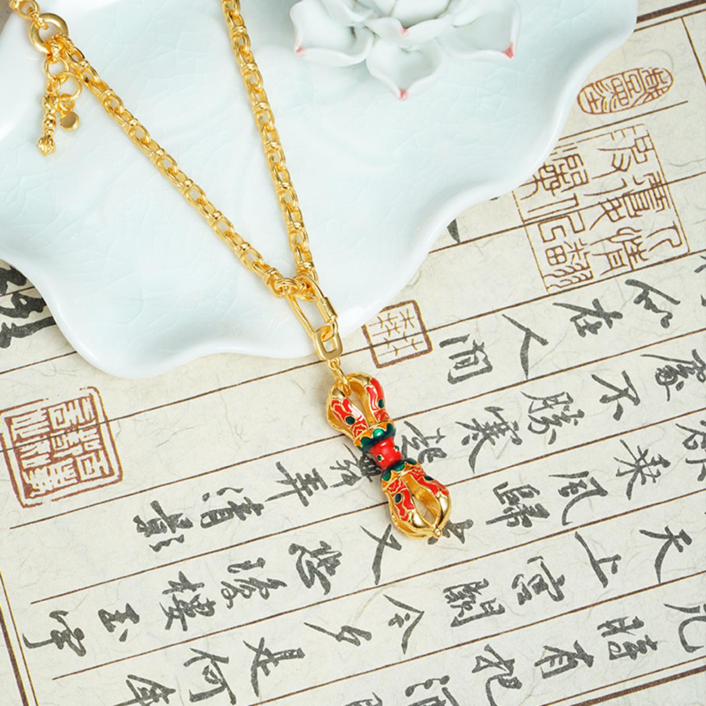 复古越南沙金金刚杵毛衣链｜降魔图片