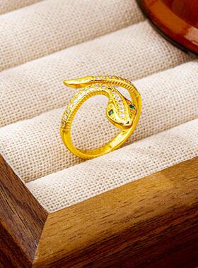 镶锆灵蛇戒指女款精致饰品